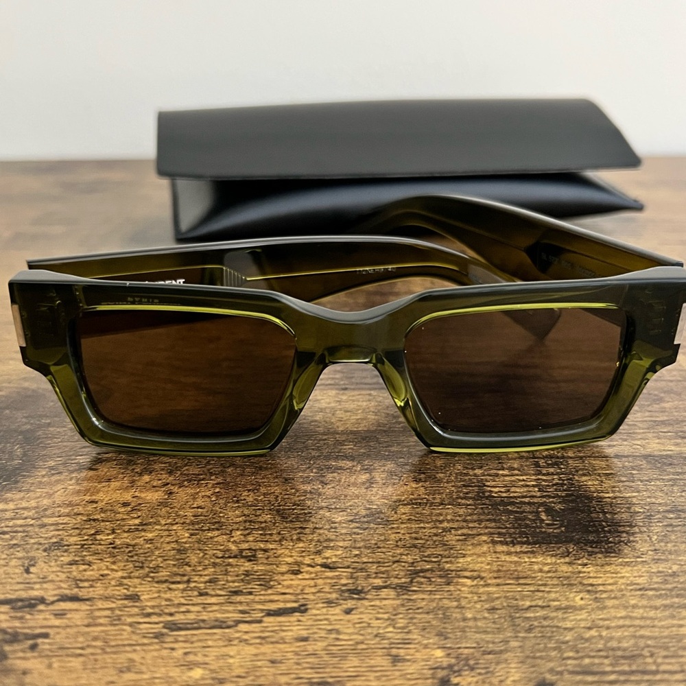 Saint Laurent Olive Rectangular Sunglasses - image 5